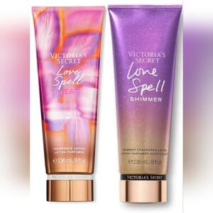 Victoria Secret Love Spell Heat & Love Spell Shimmer Full Size Body Lotions NWT